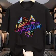 Printed T-Shirt For Men And Women - 黑色 - 查看 1