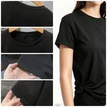 Women's Blouses: Women's Round Neck T-Shirt With Floral Print Of Faith And Inspirational Quotes, Short Sleeve, Casual Summer Clothing For Daily Wear And Religious Events, Y2keurmuse Style - 白色的 - 查看 11