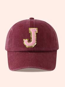 1pc Kids Burgundy Letter Baseball Cap, Sun Hat For Boys And Girls, Suitable For Outdoor And Daily Use - Pink Gold Label - Wine Red Washable Cap - View 38