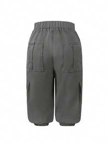 Shorts cargo tipo bermuda para mujer en gris claro, prácticos, con múltiples bolsillos, cintura elástica, puños y bolsillos, estilo casual elegante y lindo Y2K, suaves y cómodos, de poliéster, para playa, vacaciones, universidad, uso diario, regreso a clases, fiesta, temporada de graduación, salidas, viajes, concierto de música country, deportes & fitness, aeropuerto, Día del Maestro, Acción de Gracias, primavera, verano y otoño - Gris Claro - Ver 7