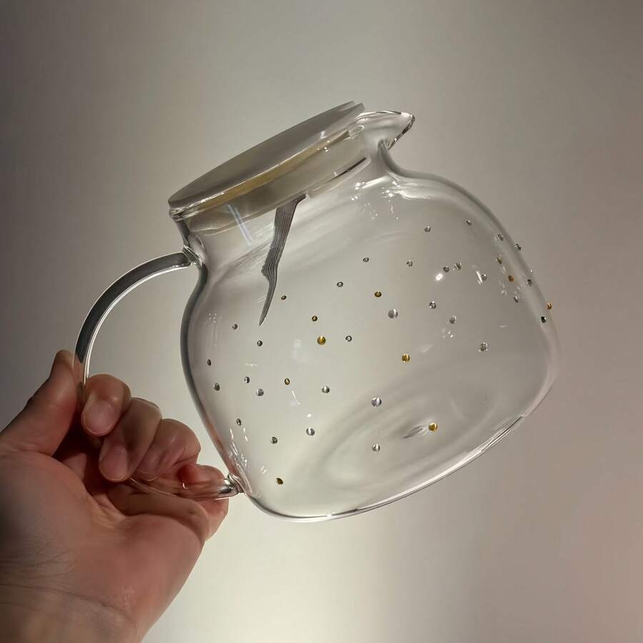 星空風格玻璃茶壺,高硼矽耐熱耐冷水壺,彩色珠飾透明玻璃水罐,冰箱水壺,冰茶咖啡果汁水壺,碳酸飲料水罐,居家廚房飲料容器,咖啡廳餐廳茶壺,客廳床頭水罐,辦公室水壺,派對水罐,喬遷禮物,生日禮物,畢業禮物,返校禮物,2026年熱門必備玻璃器皿 - 彩色 - 查看 1