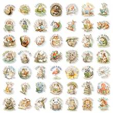 50 piezas de pegatinas de animales lindos leyendo en PET, pegatinas de dibujos animados de animales a prueba de agua adecuadas para adolescentes, abuelas, decoración del hogar, aplicables para diarios y manualidades DIY - A - Ver 6