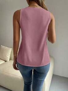 Top tank con encaje escote V - Morado - Ver 2
