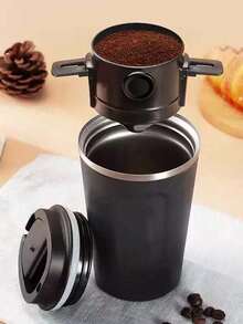 1pc Stainless Steel Reusable Coffee Filter Funnel, Portable Foldable Pour Over Coffee Dripper - Multicolor - View 2