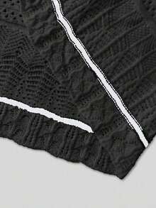 Vestido de punto ajustado sin mangas con rayas negras y beige elegante y minimalista para mujer, vestido de ganchillo ajustado casual con recortes, para primavera/verano/otoño - Blanco y Negro - Ver 8