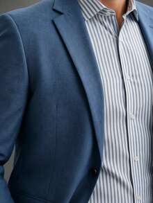 Men's Microfiber Melange Tailored Suit - 藍色 - 查看 2
