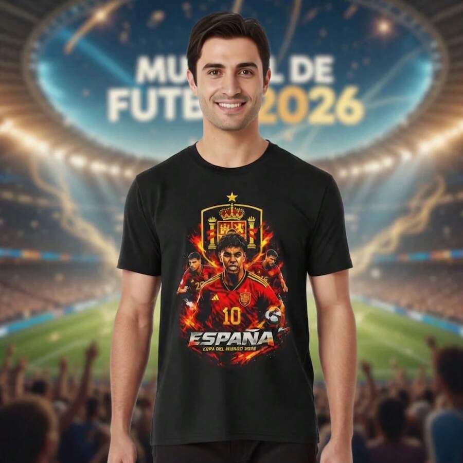 [Spedizione in 24 ore da DE/IT/ES/PL]T-shirt unisex 100% cotone puro con grafica del calciatore spagnolo |   Maglietta della Squadra Nazionale di Calcio Spagnola - 1 pezzo di immagine a colori - Visualizzare 1