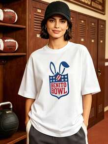 Camiseta de manga corta con cuello redondo suave y casual de verano para mujer, estilo rugby, estilo universitario, tops para salir, algodón, vintage, estilo callejero europeo y americano, casual deportivo, estilo unisex, estilo casual urbano, tops bonitos, generación Z, curvas, ropa Y2K, camisetas divertidas, tops para damas, conjuntos de vacaciones para mujeres, top lindo, camiseta gráfica, conjuntos de primavera, camisetas holgadas, ropa de calle retro, estilo de los 90, estilo de los 2000, subcultura, top negro, tops blancos, conjunto de fiesta de los 90.Blanco - Blanco - Ver 3