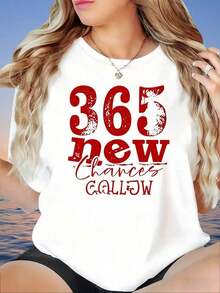 Graphic365 New Chances Callow Women's White T-Shirt With Motivational Phrase, Graphic T-Shirt, Casual Summer Top, Women's T-Shirt - 白色 - 查看 4