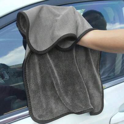 Thick Quick-Dry Super Soft Microfiber Car Cleaning Cloth, Suitable For Car Washing And Glass Cleaning, High Water Absorption Self-Drying Towel With Hanging Loop
