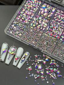 12 Grids/Box 3D Multi-Shapes K9 Glass Crystals Nail Rhinestones 3D Colorful Rhinestones For Nails Supplier, Multi Shape Sizes Flatback Nail Art Rhinestone Nail Charms - Multicolor - View 5