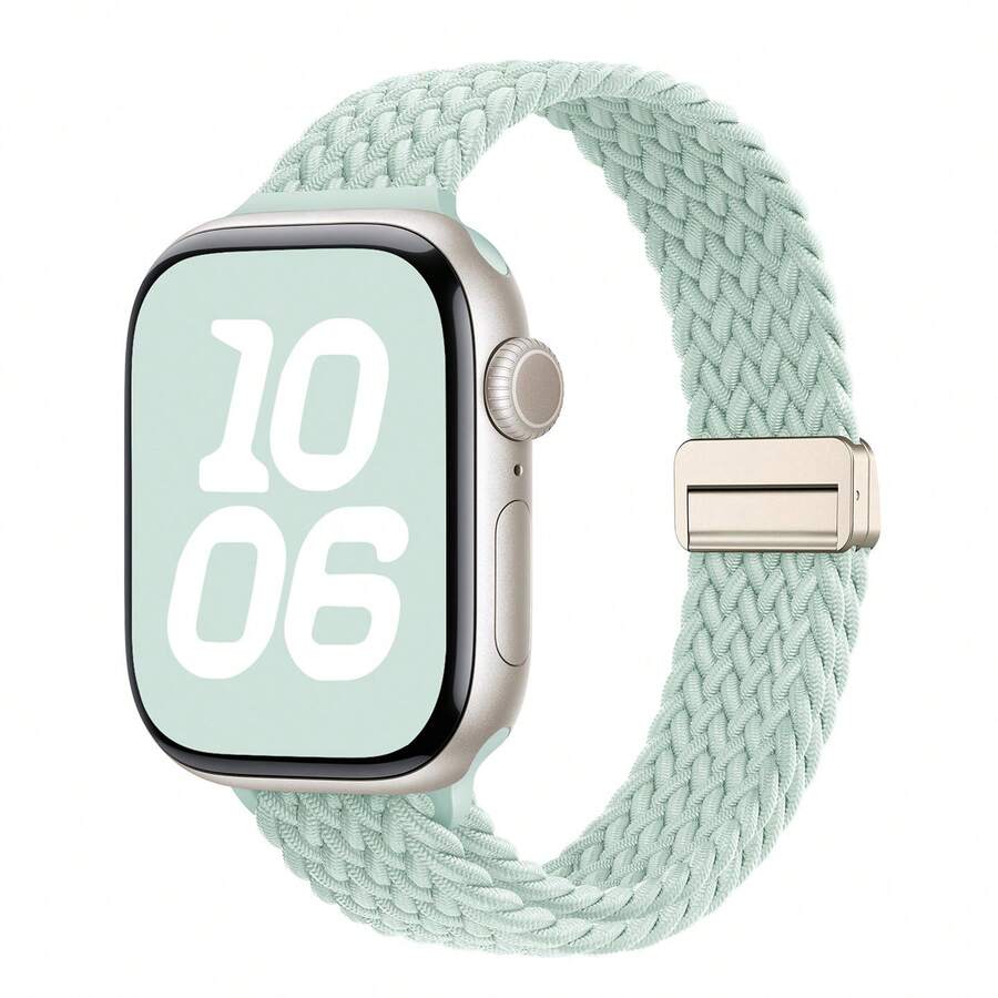 1 dây đeo đồng hồ dệt đơn với khóa từ kim loại - Dây đeo thể thao bằng nylon co giãn tương thích với Apple Watch Ultra/10/9/8/7/6/5/4/3/2/1 SE Series - Kích thước: 49mm, 46mm, 45mm, 44mm, 42mm, 41mm, 40mm, 38mm - Mỏng, nhẹ và thoải mái, vừa vặn chắc chắn cho tập luyện, hoạt động ngoài trời và đeo hàng ngày - Được thiết kế cho phụ nữ và bé gái