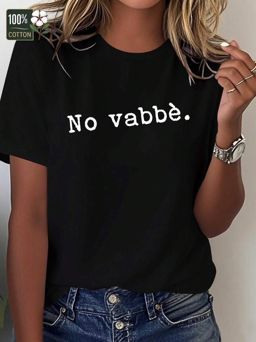 Camiseta de invierno ligera y transpirable para mujer, de corte holgado, de color sólido, con cuello redondo y manga corta, top casual de moda, atuendo elegante para fiestas, ropa para el Día de San Valentín, regalo para el Día de San Valentín, ropa de primavera, material suave, camiseta estampada, conjuntos de primavera y otoño para usar en capas. - Negro - Ver 1
