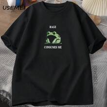 La Furia Me Devora, Camiseta Vintage de Rana para Hombres y Mujeres, Camiseta para Amantes de la Naturaleza, Rana Divertida, Camiseta Retro, Ropa Masculina, Camiseta de Manga Corta de Algodón - Negro - Ver 1