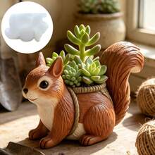 SUPWANPENG Cute Squirrel Succulent Planter Plaster Resin Silicone Mold Basket Squirrel Planter Cement Concrete Mold Home Decor Silicone Mold - A - View 4