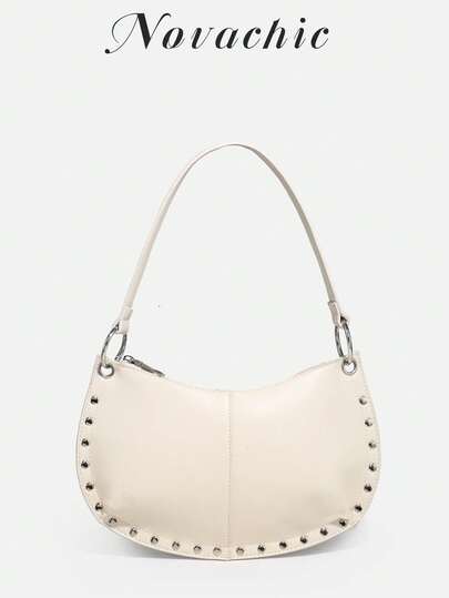 1pc Novachic 26 New Season Rivet Decor Zipper Closure Women Hobo Underarm Shoulder Bag, Suitable For Multiple Occasions