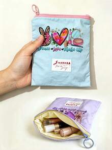 Sac cosmétique portable imprimé avec motif Paix Amour Art, organisateur de maquillage, trousse de premiers soins, porte-monnaie, convient pour un usage quotidien/extérieur/voyage, organisateur de cosmétiques de voyage, rangement pour médicaments, cosmétiques, téléphones et autres petits articles, accessoire de voyage, cadeau de Noël, sac cadeau personnalisé, petit échange de cadeaux, décoration de chambre - Multicolore - Voir 4