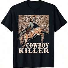 Camiseta Vintage Retro de Killers con Diseño de Vaquero Montando a Caballo en el Oeste, Camiseta Diaria para Mujeres y Niñas - Negro - Ver 6