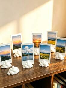 1/5pcs Cute Cloud-Shaped Photo Frame Stands,Photo Display,Plastic Picture Frame For Rooms, Office, Cute Desk Organizer Suitable For Photos, Cards, Post-Its - Multicolor - View 5