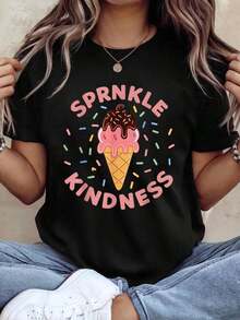 Camiseta "Sprinkle Kindness Ice Cream" - Negro - Ver 1