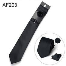 AlanKing 3pcs/Set Men's Solid Color Necktie, Pocket Square, And Lapel Flower, Classic Suit Accessories For Business, Casual Events, Weddings - Color Mixing - View 14
