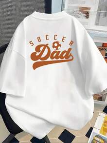 New 180g Short-Sleeved T-Shirt, 1% Cotton, With Front And Back Prints - Dad, Socr Dad - Fashionable Printed T-Shirt For Women, Short-Sleeved, Suitable For All Seasons, Modern Clothing - Can Be Worn As A Base Layer In Spring And Autumn Or Alone In Summer, Unisex. - 白色 - 查看 2