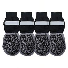 4 双防滑狗袜，抓地力强，保护地板和爪子，透气材质，耐用狗袜 - 黑色 - 查看 8