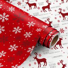 5m Roll Christmas Snowflake Pattern Double-Sided Wrapping Paper, 43cm X 500cm, Thickened Gift Wrapping Paper For DIY, Suitable For Christmas Gifts And Holiday Gifts - Snowflake Deer - 5m - View 8