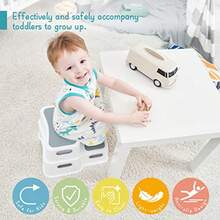 Forbena - Taburete para fregadero de baño, taburete de 2 escalones para niños, inodoro para entrenamiento de orinal, antideslizantes, para niños pequeños, pequeños, pequeños, pequeños, con asa, para - Blancogris - Ver 4