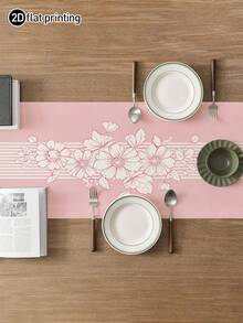1pc,Bohemian Style,Minimalist Striped Pattern Table Runner,Microwave Dust Cover,Protective Cover,Rectangular Tablecloth,Washable,Suitable For Home Dinner,Coffee Table,Kitchen And Dining Room Decor,Table Decoration Party And Scene Decor,Home Decor,Outdoor Patio Table Runner Decor,Entrance Decor,Fireplace Cover - Soft Matte Powder - View 4