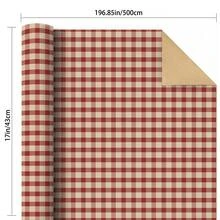 5m Rollo de papel de regalo, patrón a cuadros rojos de una sola cara, papel kraft de 43cm x 500cm, papel de regalo grueso DIY, adecuado para regalos de Navidad, regalos de Año Nuevo, regalos de cumpleaños, fiestas de novias, decoración de regalos, universal para vacaciones - Cuadros rojos - 5 m - Ver 7