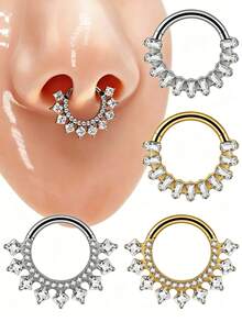 1 chiếc khuyên tai hình vuông bằng titan G23 đính đá Zirconia, khuyên tai Daith có bản lề, khuyên tai hình chữ nhật đính đá Zirconia dùng cho vách ngăn mũi, khuyên tai Tragus, Helix và sụn tai. - Như thể hiện trong hình ảnh - Xem 10