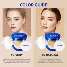 danche Collagen CC Cushion Foundation, Hydrating High Coverage Base Makeup, Naturally Evens Skin Tone Covers Redness Pores Acne Marks, Lightweight Fit Daily Makeup, Portable Design With Replacement Refill, 2 Shades Ivory Natural For Different Skin Tones - Multicolor - View 5