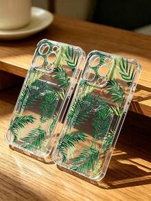 1 unidad Patrón tropical de hojas de palma Funda para iPhone 17 PROMAX, protección anticaída con airbag reforzado en las cuatro esquinas, tarjetero invisible integrado en la parte trasera, compatible para tarjeta personal, carnet de conducir, tarjeta de acceso y tarjeta de transporte, funda protectora antigolpes portátil con ranura para tarjetas, diseño sencillo y elegante, ideal para uso diario, desplazamientos y viajes - transparente - Ver 5