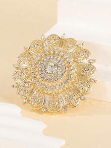 1 Stück Luxus Vintage Stil runder Strass Brosche, Braut Brosche, Damen Corsage, geeignet für Hochzeitskleidung von Frauen im Nahen Osten, Party und Festival Accessoires - Verschiedenfarbig - Übersicht 4