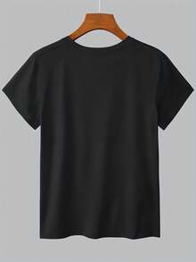 Women's Casual Summer T-Shirt, Western Cowgirl Print, American Retro Style, Short Sleeve T-Shirt For Women, Versatile Casual Spring/Summer Top, Unique Ranch Girl Style, Simple Round Neck, Comfortable And Breathable. - 黑色 - 查看 2