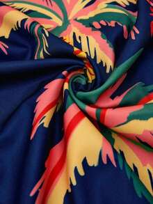 Blusa holgada con estampado floral para mujer de talla grande - Azul marino - Ver 7