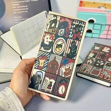 Retro Graffiti A6 Narrow Hardcover Planner Multifunctional Notebook Journal Aesthetic Writing Schedule Organizer Portable Daily Carry Student Creative Stationery High Aesthetic Minimalist Design Office Study Record Book - 白色的 - 查看 6