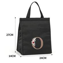 Bolsa térmica, bolsas de almuerzo portátiles, bolsa térmica aislada, bolsas Bento para comida, impresión de letras doradas, bolsas de hielo para almacenamiento de Picnic de viaje - N - Ver 18