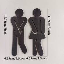 Minimalist Black Acrylic Unisex Bathroom Sign, Creative Hollow-Out 3D Restroom Door Plaque - and Women - View 4