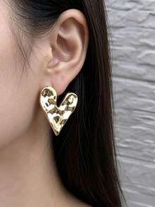 4/6/16 piezas Conjunto de aretes elegantes de moda en dorado, incluye diseños de moño, aro, círculo, corazón, estrella, onda, forma de C, adecuado para uso diario y regalos festivos - Dorado - Ver 7