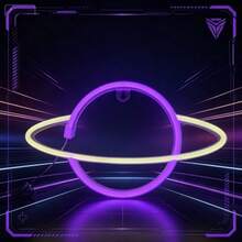 1pc Creative Geometric Gamepad & Alien Planet Neon Sign Decor, LED Neon Art Decoration Suitable For Gaming Room, Bar, Computer Room, Shop, Multifunctional Wall Hanging Decor With Switch Control, USB Powered, Plastic Material, Great For Bedroom, Gaming Area, Birthday Gift - Multicolor - View 19