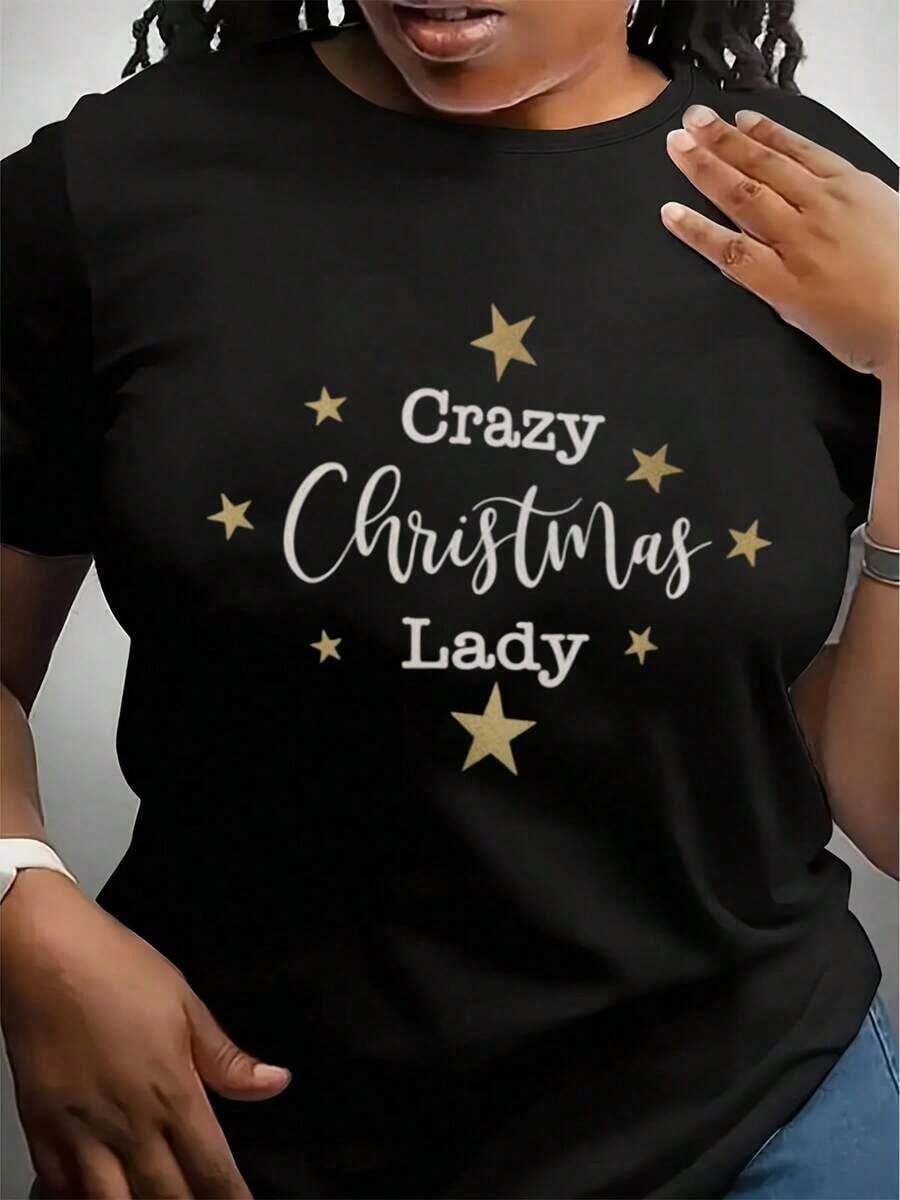 Suave, transpirable y ligera para comodidad durante todo el día. Camiseta de Navidad divertida para mujer, camiseta de Navidad personalizada para ella, suéter navideño, camiseta navideña, suéter navideño, sudadera navideña. Cuello redondo clásico con un corte relajado que favorece todas las formas del cuerpo y es fácil de combinar con jeans, pantalones cortos y leggings. - Negro - Ver 1