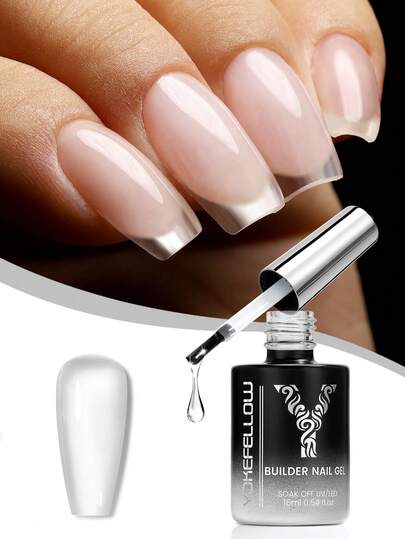 YOKEFELLOW 16ml 6-In-1 Nail Extension Gel, Large Capacity Clear Extension Gel For Strengthening, Thickening, Covering, Shaping Nail Tips, Extending Length, Shaping, Adhering Gems/Jewelry/As Base Gel And Flower Gel