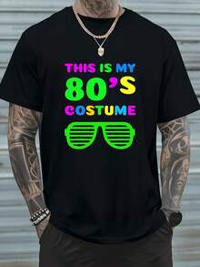 Men's Mexican Graphic Tee, Perfect For An '80s Costume Party, With A Casual Crew Neck And Short Sleeves, Available In Size Small. This Summer Tee Comes In A Unisex Style For Men And Women, With A Printed Design And A Weight Of 6.35 Oz. Cotton T-Shirt, Summer Fashion - 黑色 - 查看 7