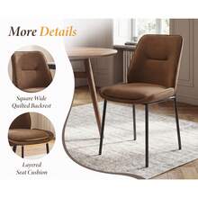 Chairus Modern Dining Chairs Set Of 2 Upholstered Kitchen Chairs In Chenille With Metal Legs For Dining Room/Kitchen/Bedroom - Brown - View 7