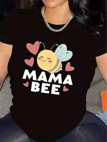 FashionNEW Short-Sleeved T-Shirt With Bee Design, Ideal For Both Indoor And Outdoor Activities, Durable And Comfortable, Perfect For Relaxed Wear In The Living Room Or Kitchen - Unisex Cotton T-Shirt, Urban Vintage Style, Round Neck And Short Sleeves. - 黑色 - 查看 7