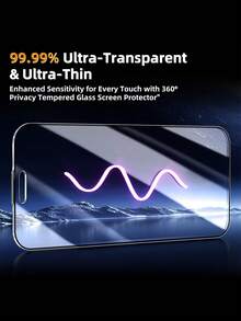 1pc - 360° Full Coverage Privacy Tempered Glass Screen Protector For IPhone 17(6.3 Inch). Compatible With IPhone 17 Pro Max, 16, 15, 14, 13, 12 And 11 Pro Max. Provides Excellent Protection, Full Coverage, Scratch Resistant, Bubble-Free. Phone Accessory, Compatible With Phone Case. - Black - View 6