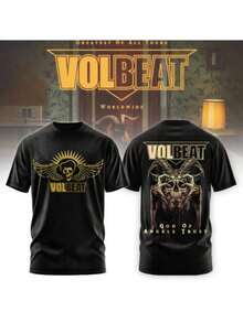 Men's Official Volbeat Graphic T-Shirt - Heavy Metal Merchandise With Skull And Viking Wings Design, Michael Poulsen Inspired Style, 100% All-Season Crew Neck T-Shirt, Ideal For Concerts, Festivals And Casual Wear - Machine Washable Rock Clothing For Volbeat Fans - 黑色 - 查看 7