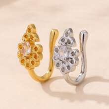 1 chiếc khuyên tai kẹp hình chữ U đơn giản, thời trang, cá tính, làm bằng chất liệu tổng hợp, đính đá Zirconia màu đồng, thích hợp cho tiệc tùng, kỳ nghỉ, tiệc chiêu đãi và đeo hàng ngày. - hình giọt nước - Xem 6